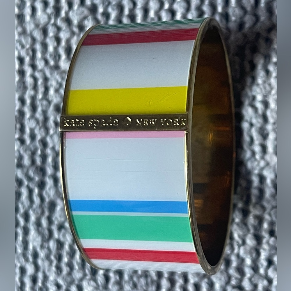 Kate Spade Colorful Striped Bangle with Gold Detail